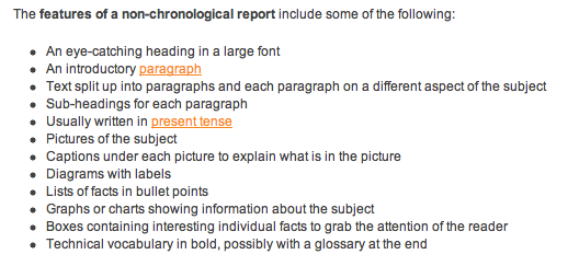 what to write a non chronological report about