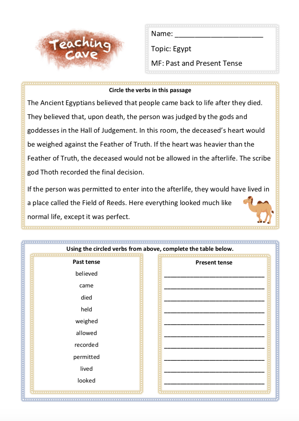 Ancient Egypt Resources for KS2 | Literacy Worksheets Ancient Egypt