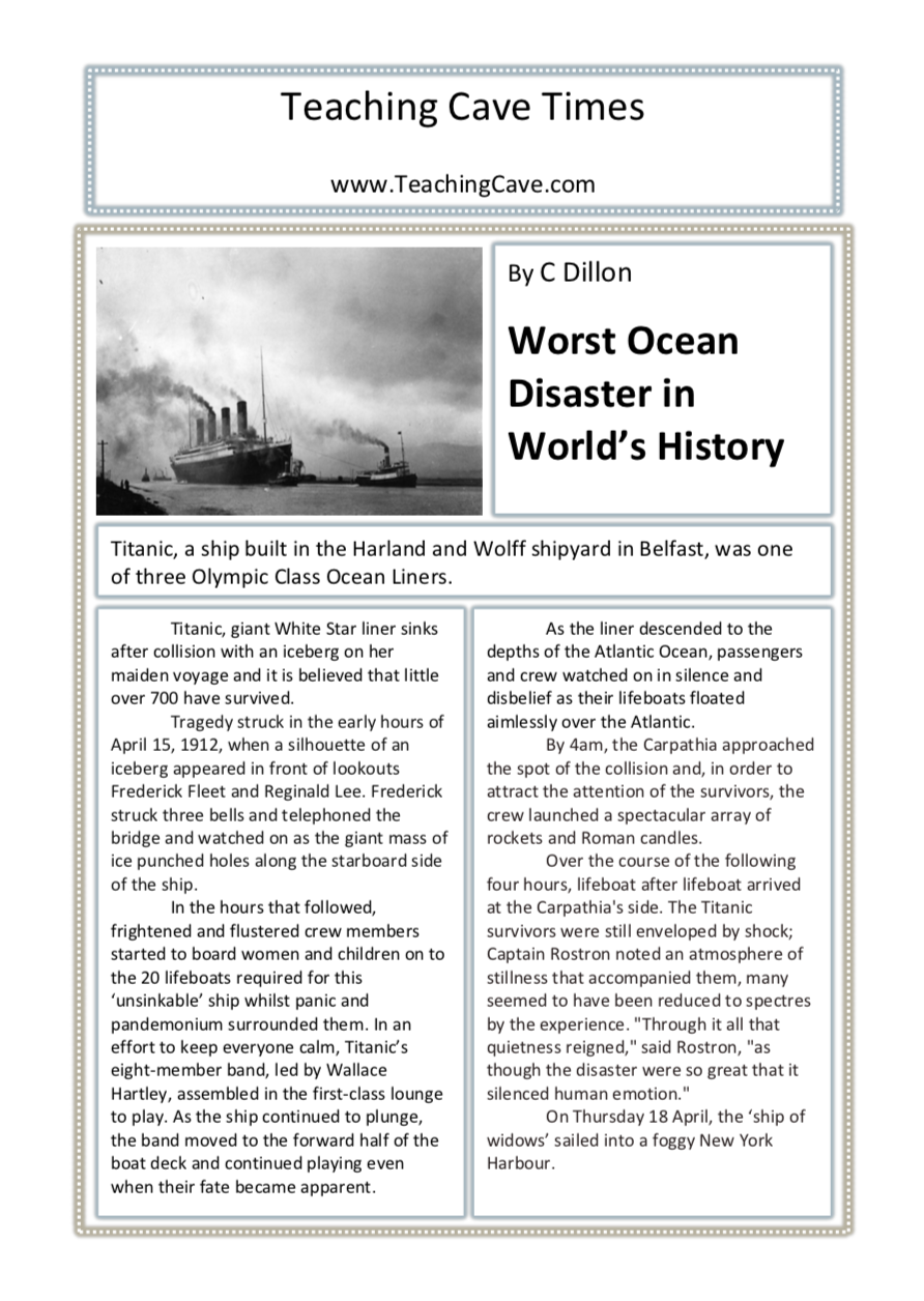 Titanic Lesson Ideas and Resources | Titanic Teaching Resources